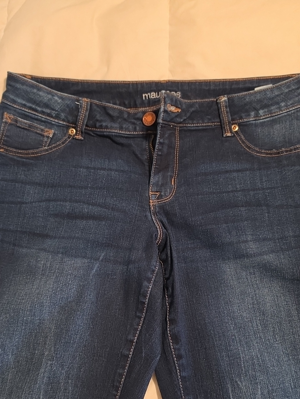 Maurices Dark Blue Skinny Jeans with Contrast Stitching
